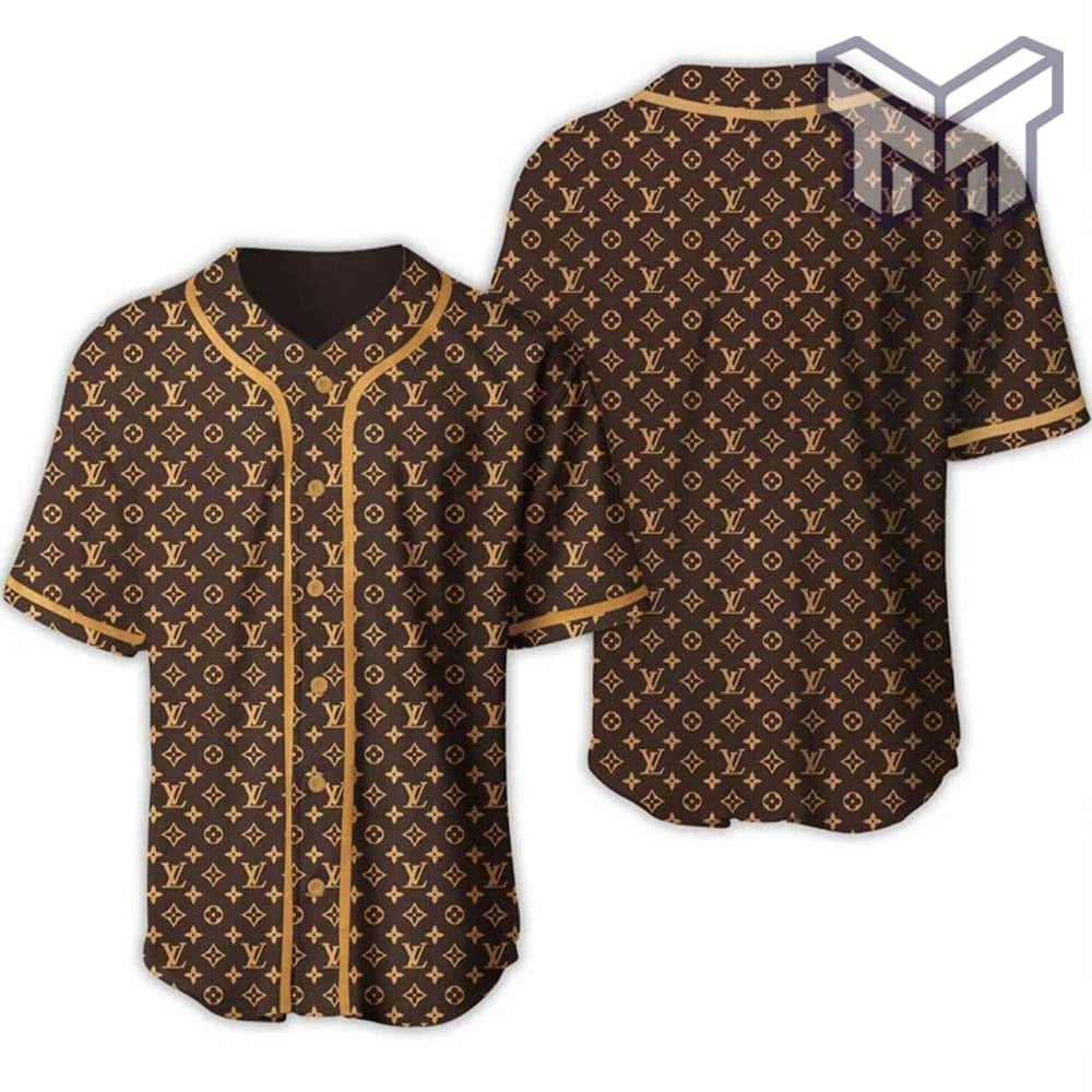 Louis Vuitton Brown Baseball Jersey Shirt Lv Luxury Clothing Clothes Sport For Men Women Hot  Type02