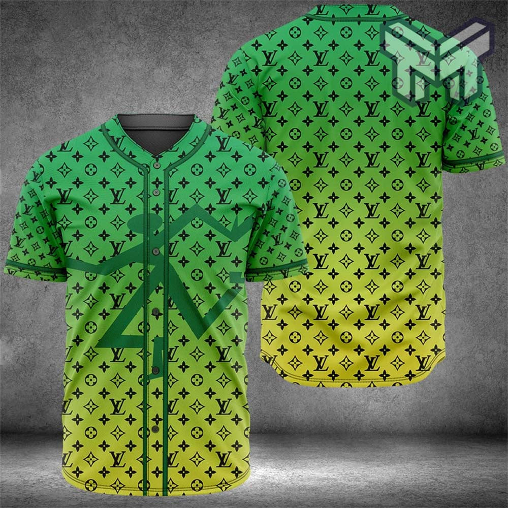 Louis Vuitton Green Baseball Jersey Shirt Lv Luxury Clothing Clothes Sport For Men Women Hot