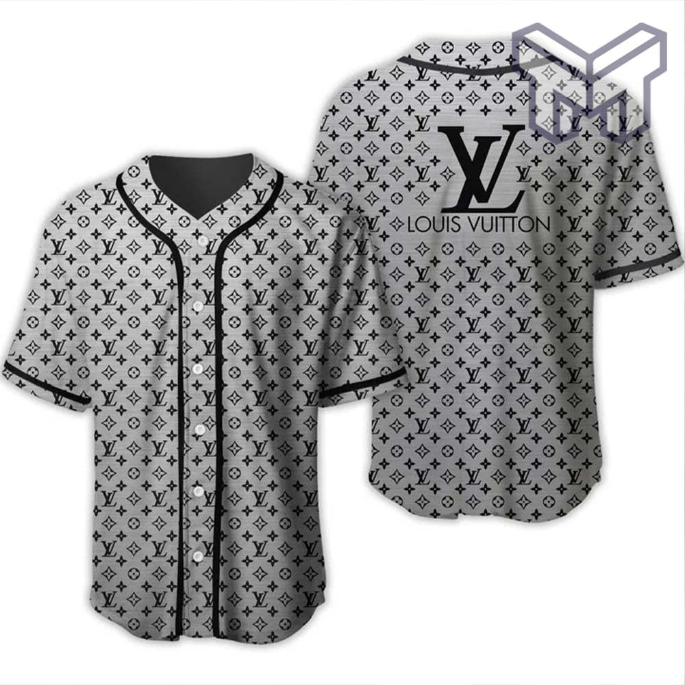 Louis Vuitton Grey Baseball Jersey Shirt Lv Luxury Clothing Clothes Sport For Men Women Hot
