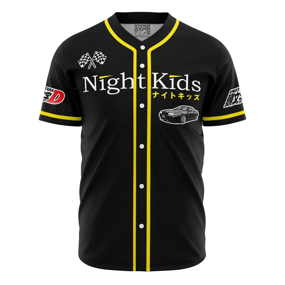 Night Kids Anime-Inspired Racing Jersey - Stylish Black &amp; Yellow Design For Car Enthusiasts