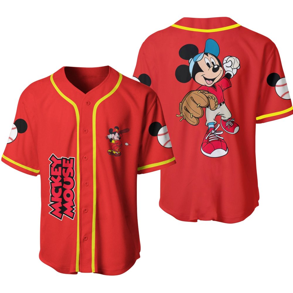 Mickey Mouse Baseball Jersey - Vibrant Red Sports Tee For Kids &amp; Fans
